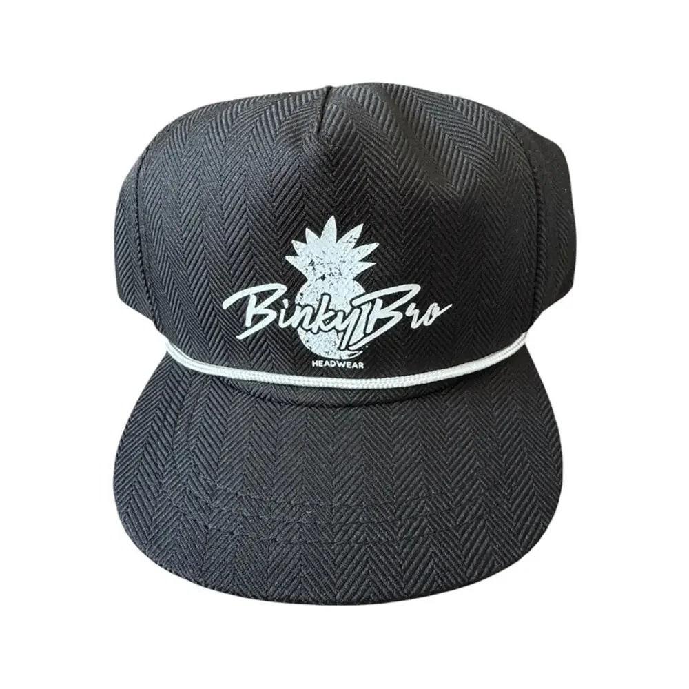 Binky Bro (3) Infant Snapback Caps Pink Logo Cap Navy Cap & Black Pineapple Cap